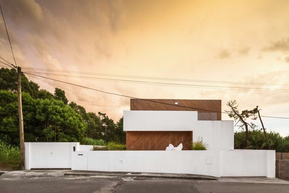 Silverwood House White Render and Timber Cladding Modern Portugal Renovation