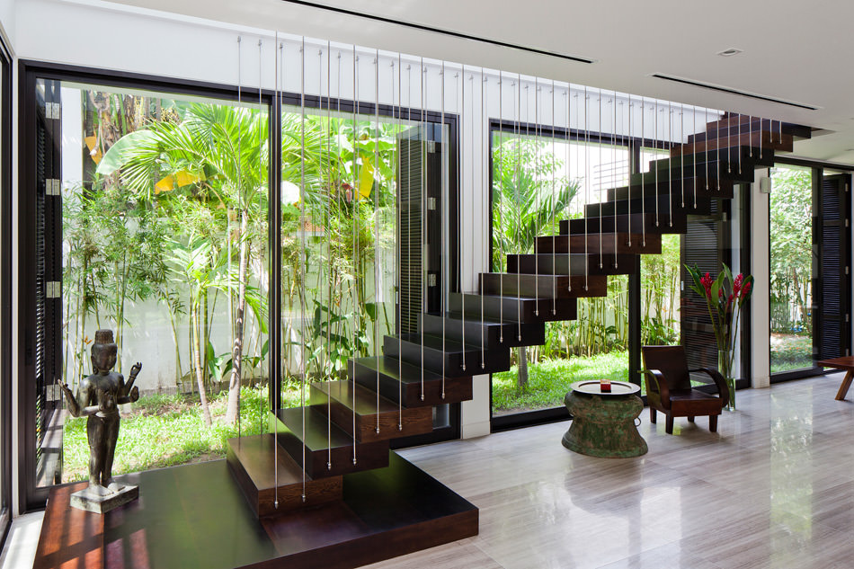 Thao Dien House Open Plan Interior with Staircase