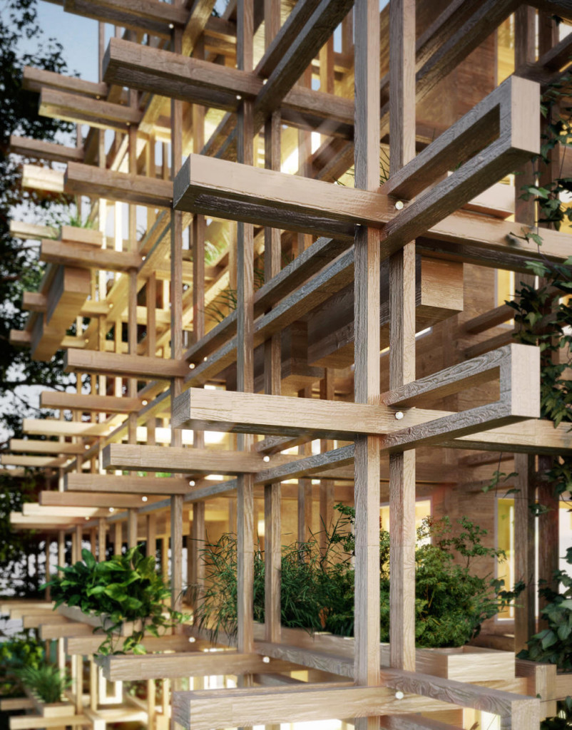 Criss-Crossing Joinery of Gardenhouse with Ledges for Plants