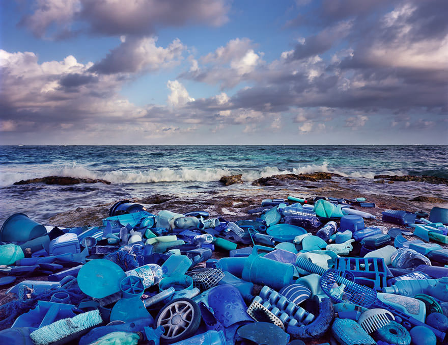 Washed Up Plastic Waste in Shades of Blue