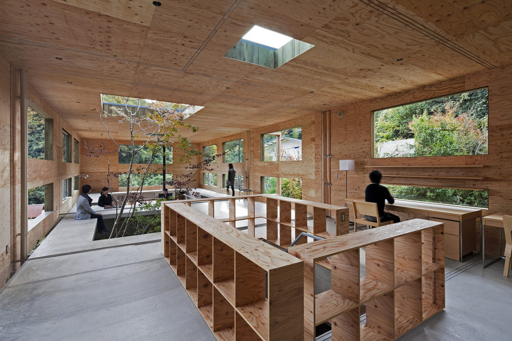 Open Plan Interior with Plywood Cladding