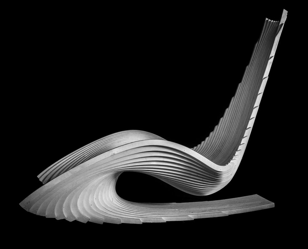 Side View of the Diwani Arabic Script Inspired Lounge Chair