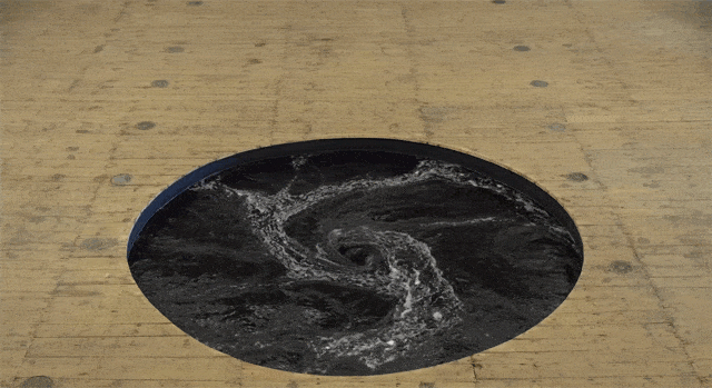 Descension - Black Water Whirlpool Installation by Anish Kapoor
