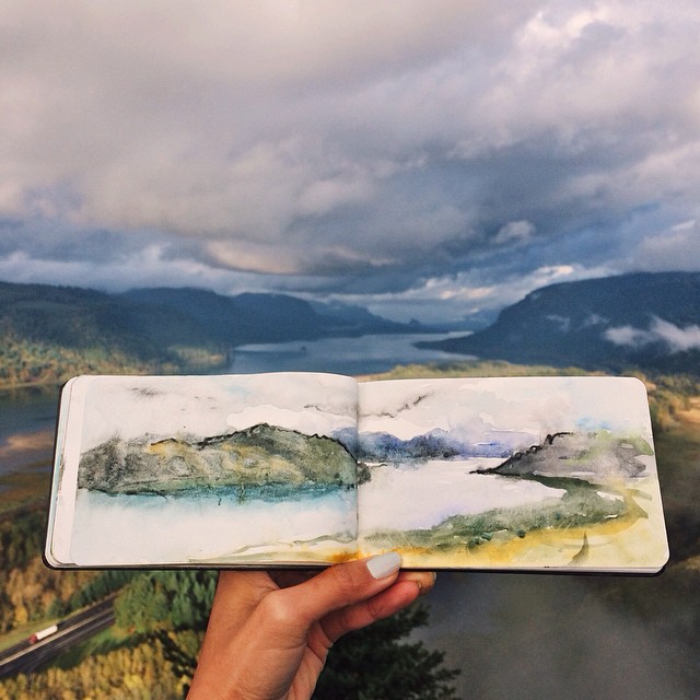 Watercolour Painting of Gorge by Hannah Jesus Koh on Instagram