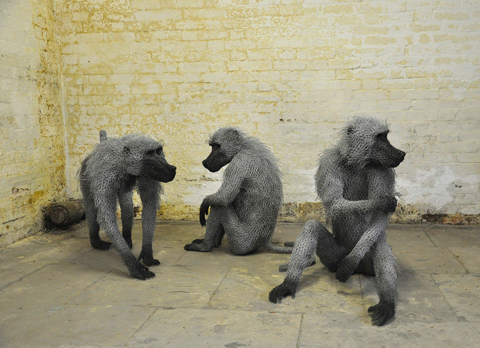 Group of Baboon Sculptures by Kendra Haste Royal Menagerie
