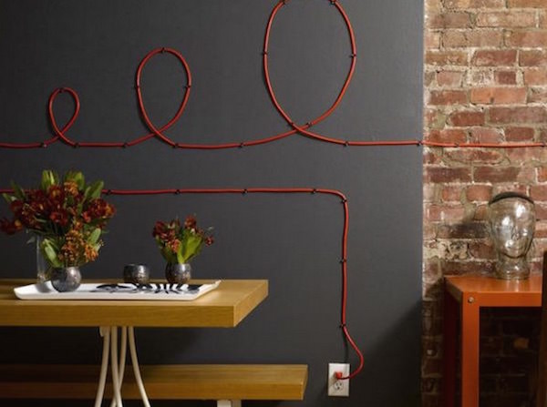 Looping Wall Art Made from Electric Cable