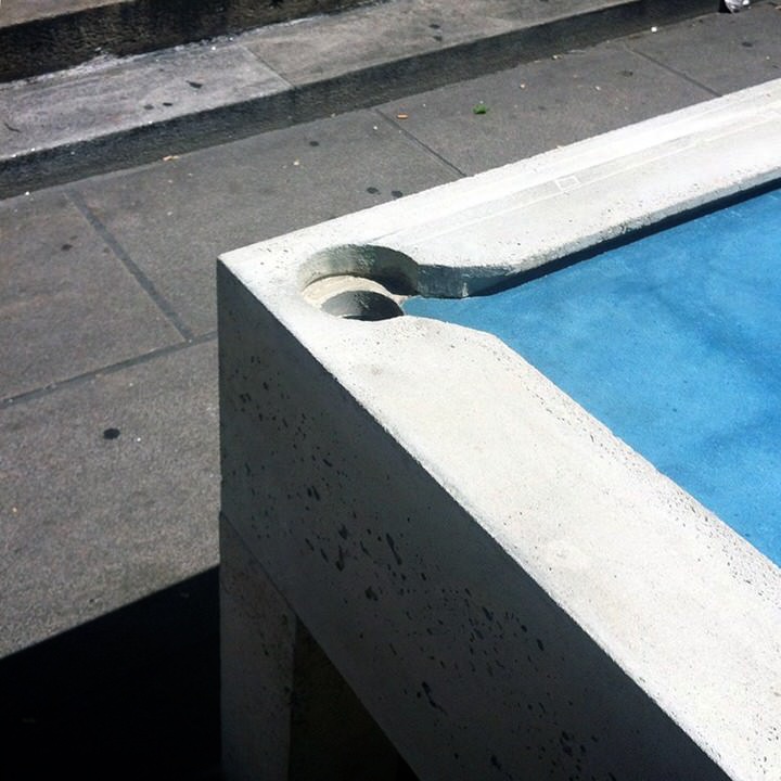 Concrete and Blue Resin Hardwearing Construction of Urban Pool Table