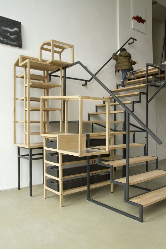 Child Walking up Industrial Landscape Staircase Furniture by Mieke Meijer