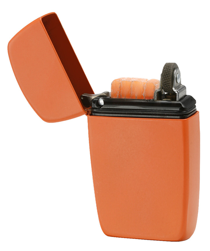 Orange Metal Case Zippo Emergency Fire Starter Kit