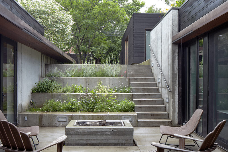 Inset Courtyard Area of Shelton Residence in Concrete