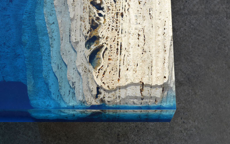Close-up of Holey Marble and Resin Surface