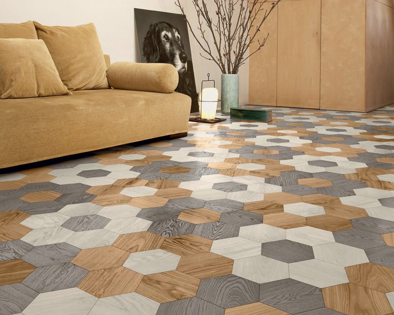 Hexagon Oak Wood Parquet Floor by Bisazza